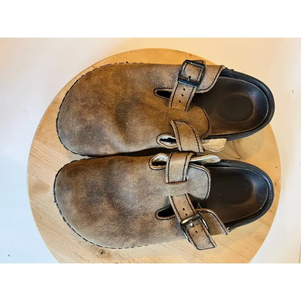 Brown Men's Size 10 Birkenstock Germany Made Genuine Leather Mule Shoe